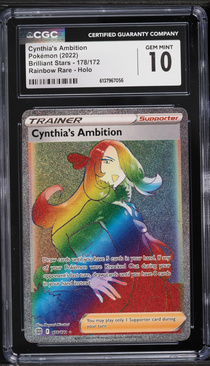 2022 Pokemon Sword & Shield Brilliant Stars Rainbow Rare Cynthia's Ambition #178 CGC 10 GEM