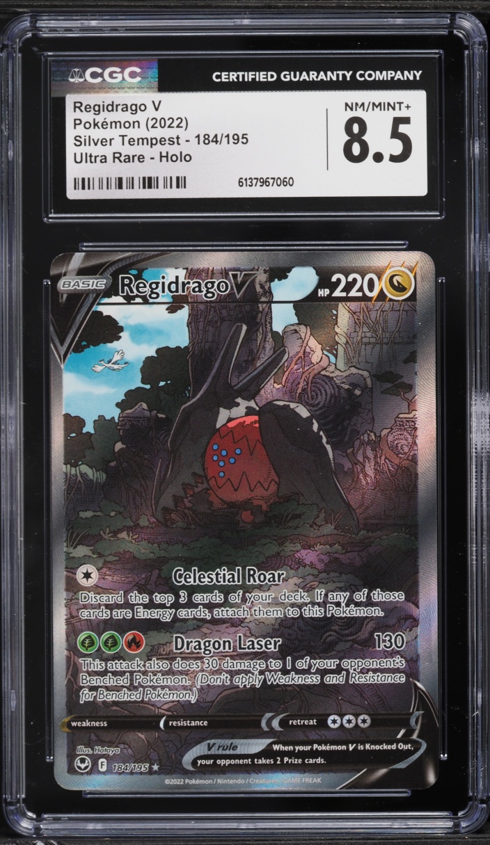 2022 Pokemon Sword & Shield Silver Tempest Alt Art Regidrago V #184 CGC 8.5 NM-MT+