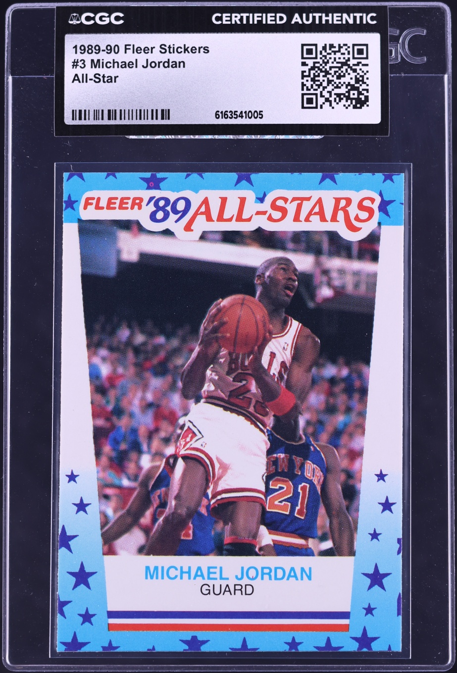 1989 Fleer Stickers All-Star Michael Jordan #3 CGC AUTH
