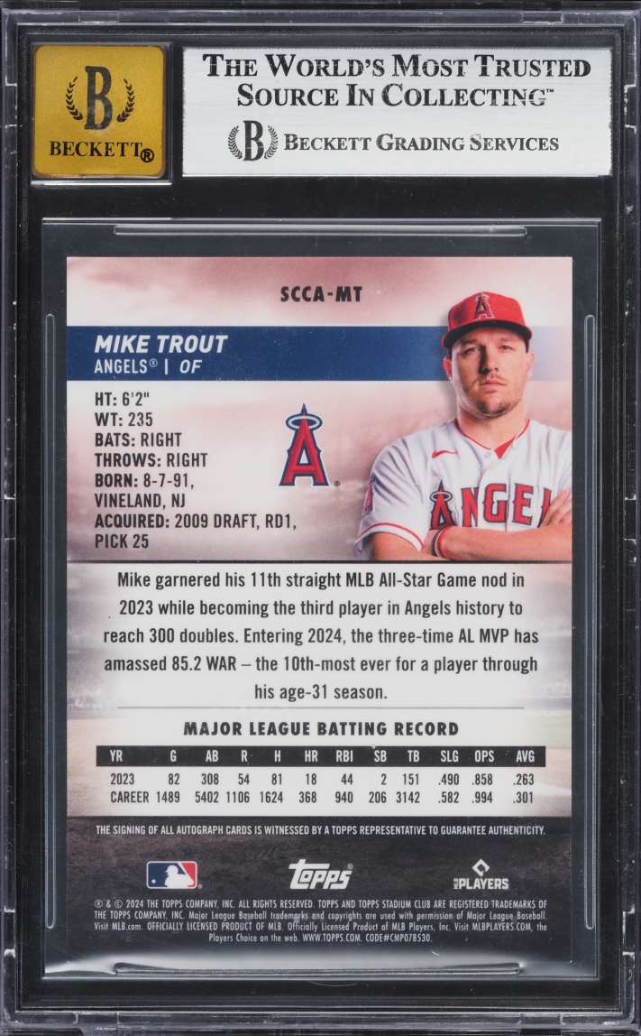 2024 Stadium Club Chrome Superfractor Mike Trout AUTO 1/1 #SCCA-MT BGS 8.5 NM-MT+
