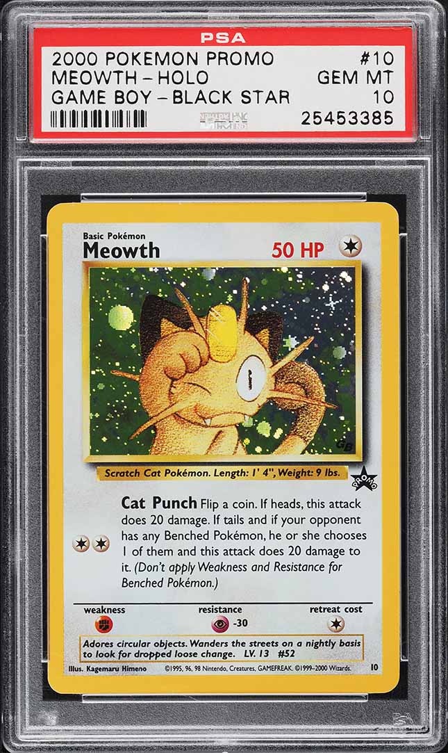 2000 Pokemon Game Boy Black Star Promo Holo Meowth #10 PSA 10 GEM MINT