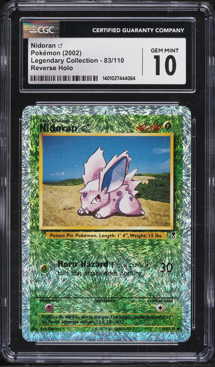 2002 Pokemon Legendary Collection Reverse Holo Nidoran #83 CGC 10 GEM MINT