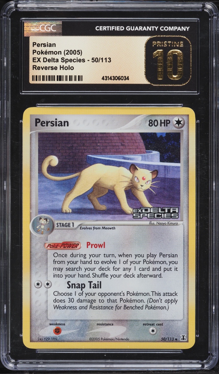 2005 Pokemon EX Delta Species Reverse Holo Persian #50 CGC 10 PRISTINE