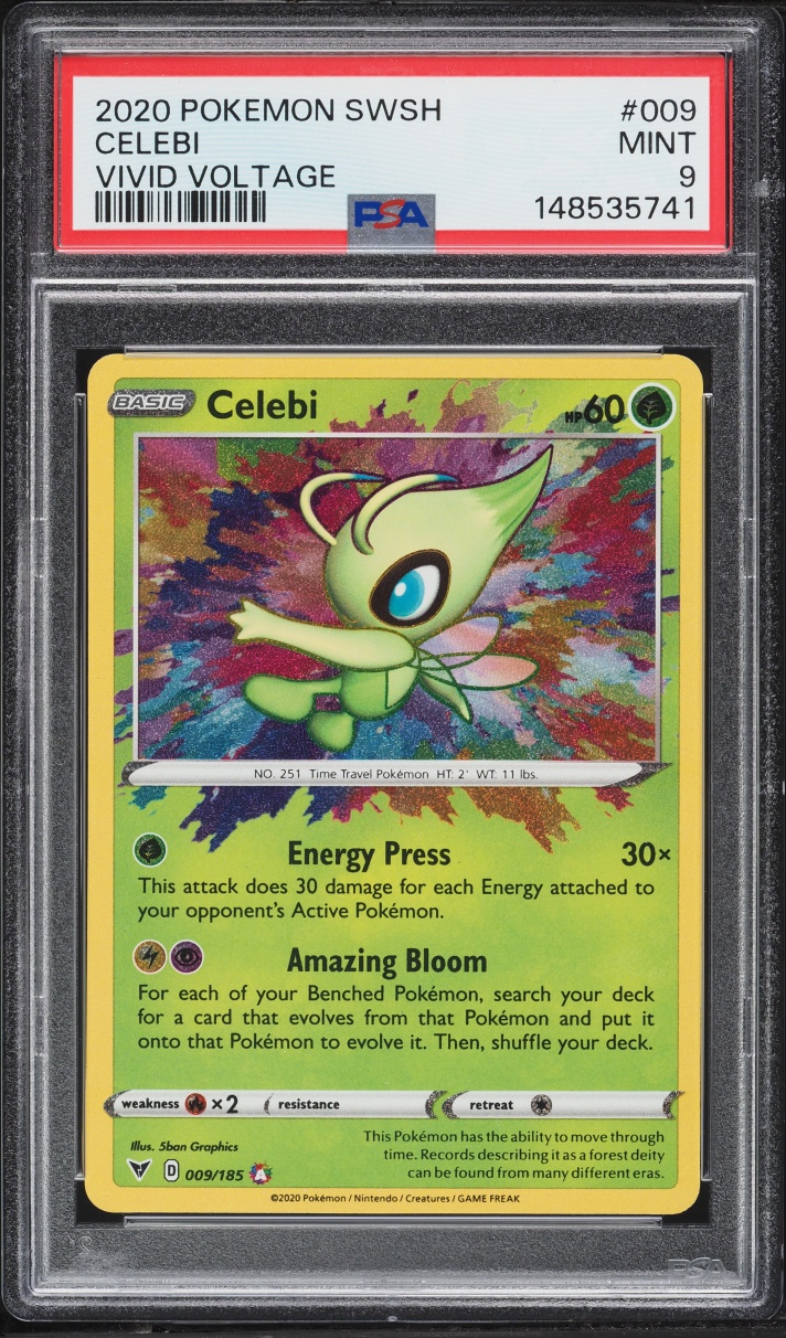 2020 Pokemon Sword & Shield Vivid Voltage Amazing Rare Celebi #9 PSA 9 MINT