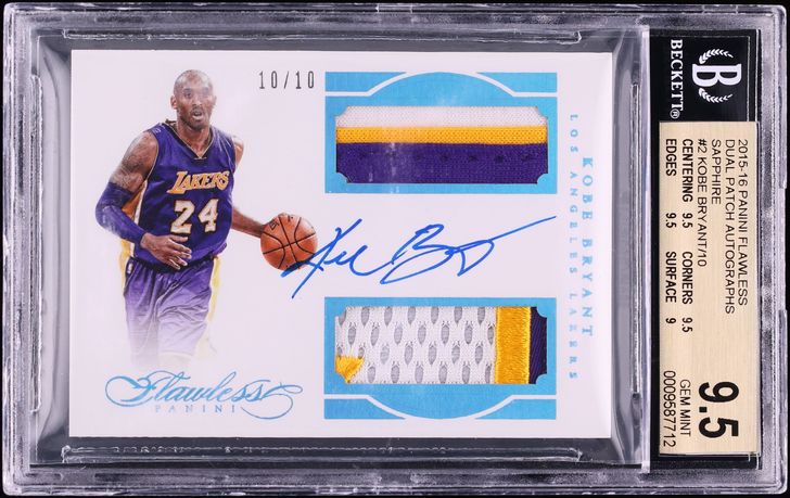 2015 Panini Flawless Dual Sapphire Kobe Bryant PATCH AUTO 10/10 #DPA-KB BGS 9.5 GEM MINT
