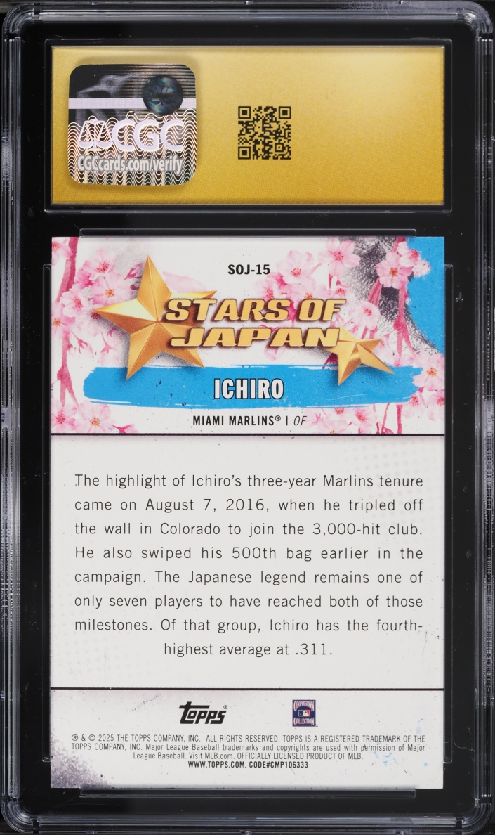 2025 Topps Stars Of Japan Ichiro #SOJ-15 CGC 10 PRISTINE