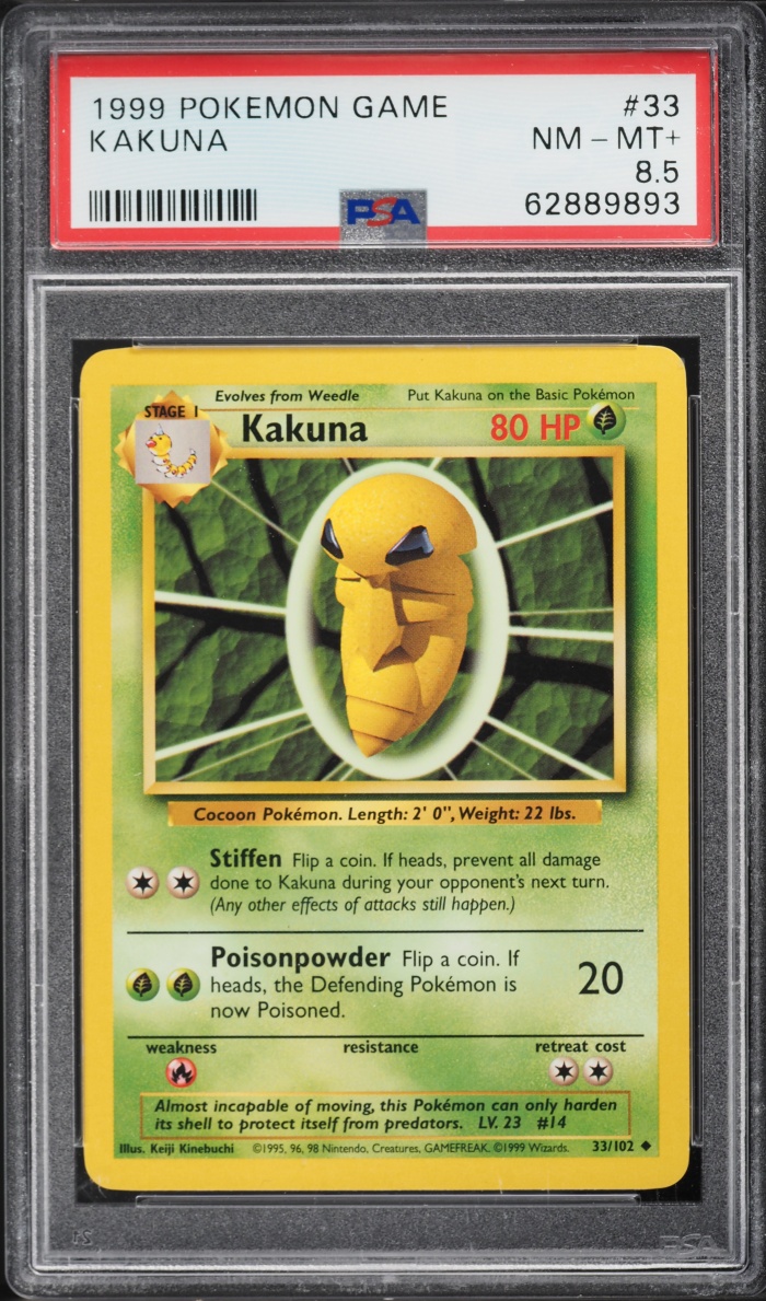 1999 Pokemon Base Set Kakuna #33 PSA 8.5 NM-MT+