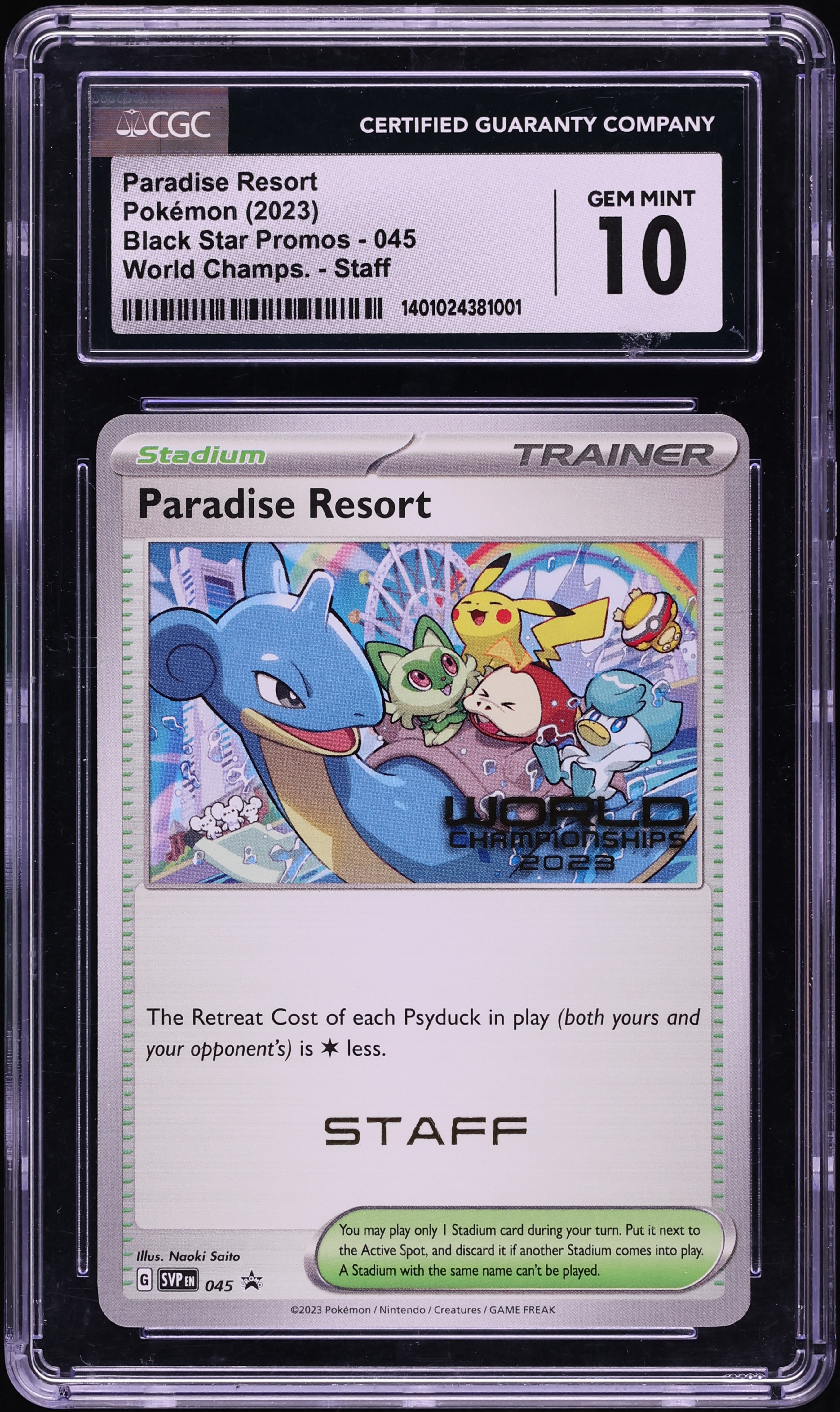 2023 Pokemon Scarlet & Violet World Championships Staff Paradise Resort #45 CGC 10 GEM MINT