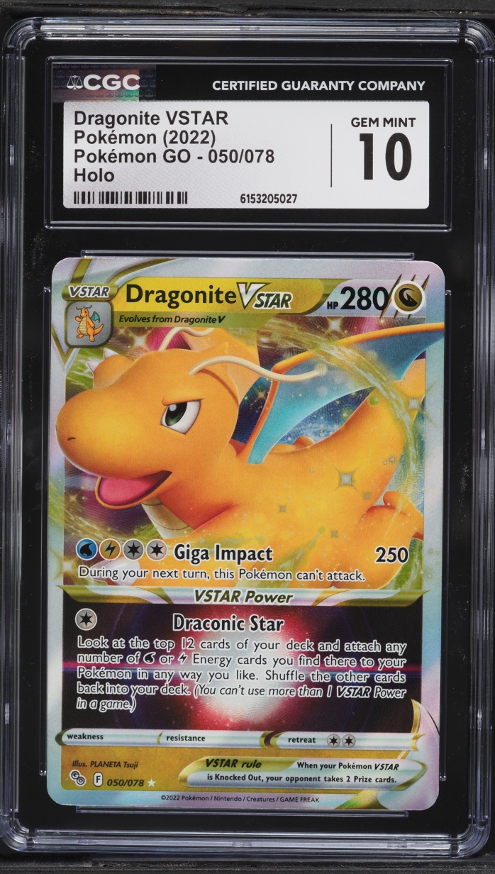 2022 Pokemon Sword & Shield Pokemon GO Holo Dragonite VSTAR #50 CGC 10 GEM MINT