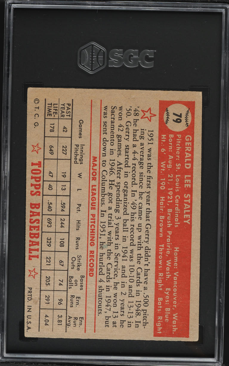 1952 Topps Gerald Staley #79 SGC 2.5 GD+