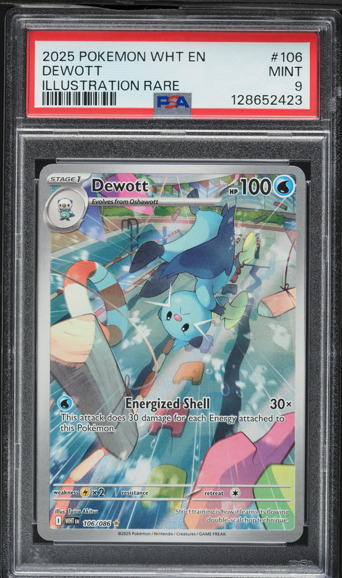2025 Pokemon Wht En White Flare Illustration Rare Dewott #106 PSA 9 ...