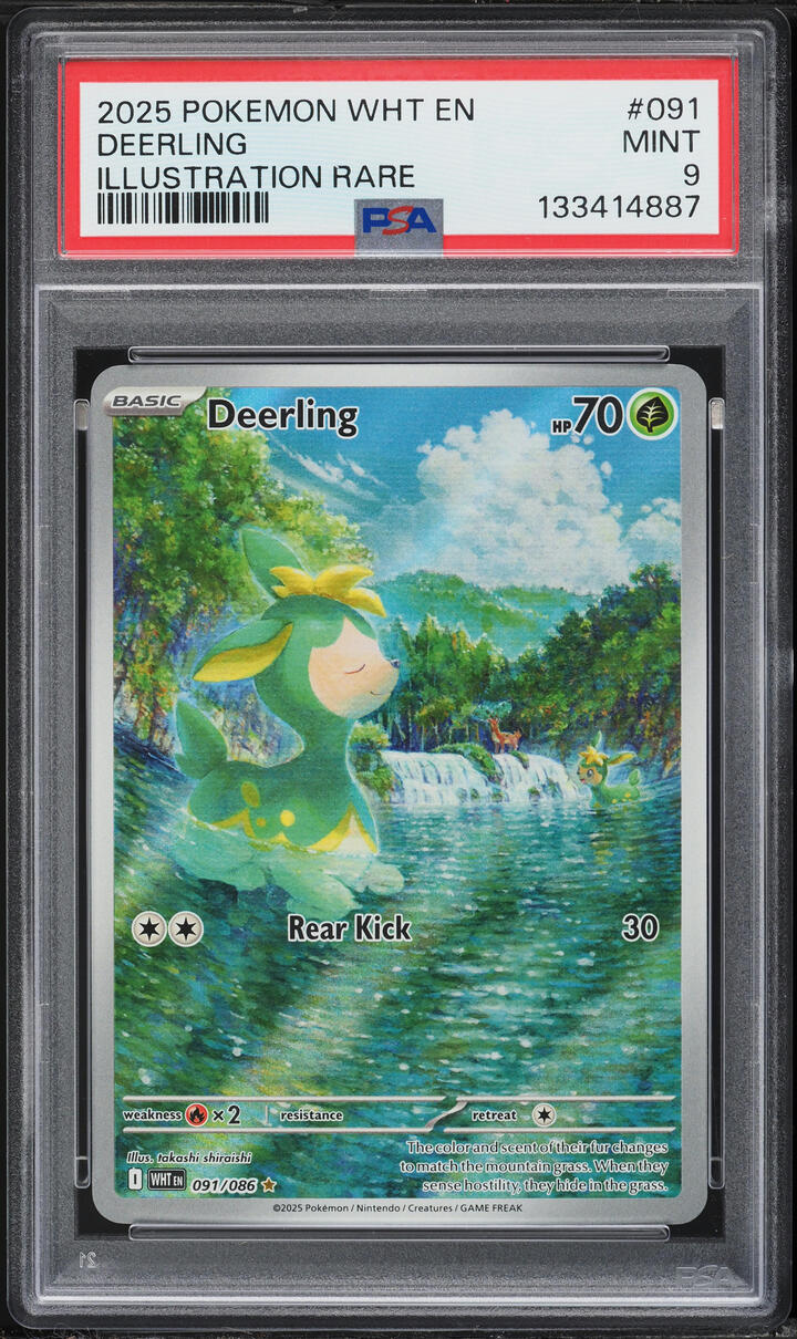 2025 Pokemon Scarlet & Violet White Flare IR Deerling #91 PSA 9 MINT