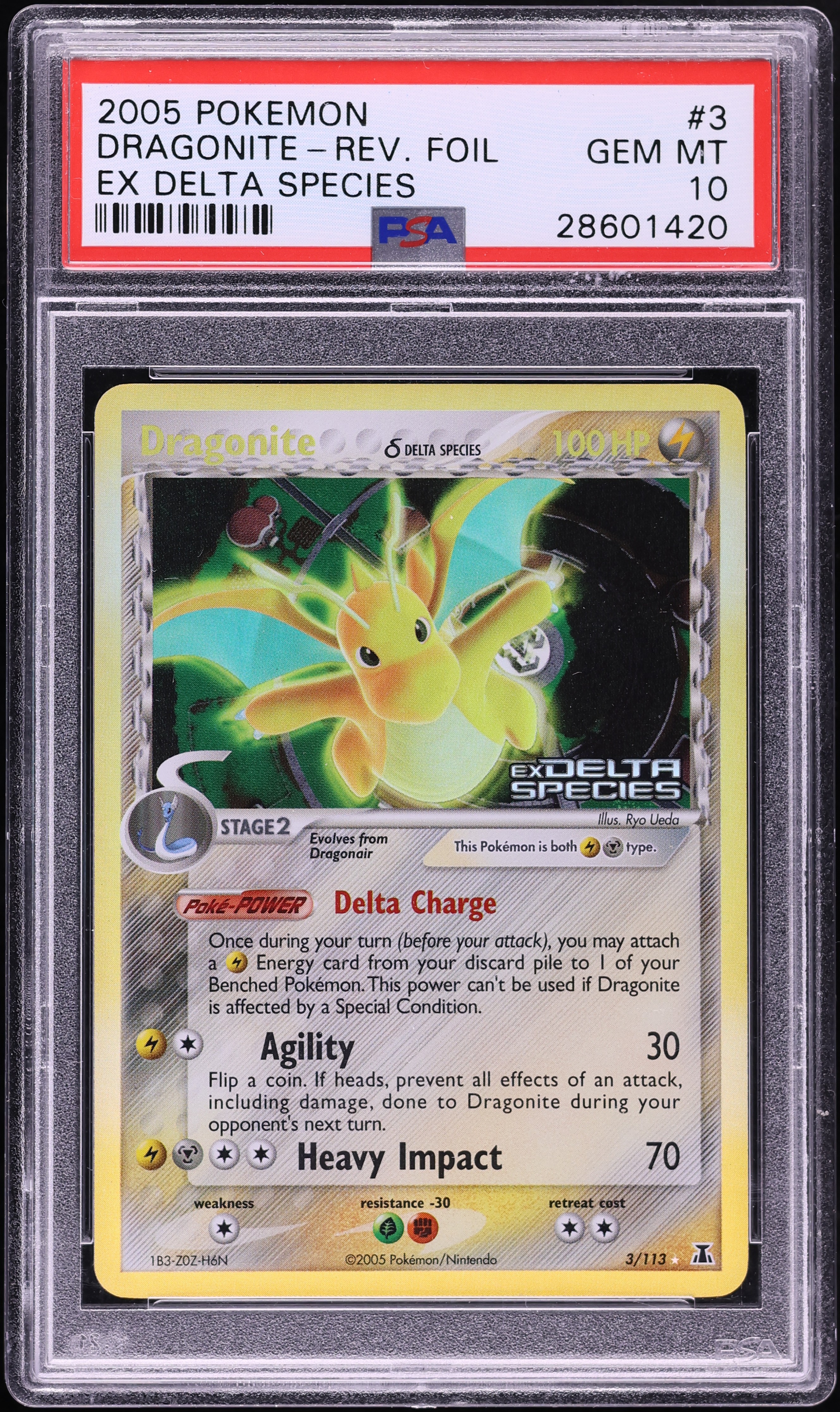 2005 Pokemon EX Delta Species Reverse Holo Dragonite #3 PSA 10 GEM MINT