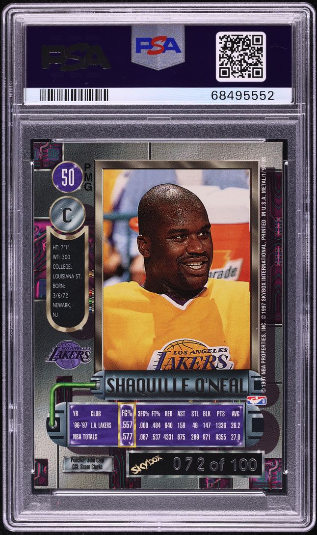 1997 Metal Universe Precious Metal Gems PMG Red Shaquille O'Neal /100 PSA AUTH