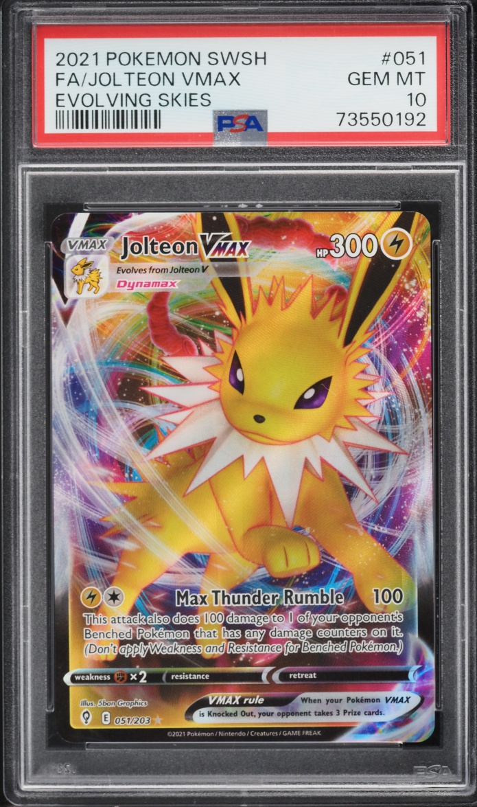 2021 Pokemon Sword & Shield Evolving Skies Full Art Jolteon VMAX #51 PSA 10 GEM MINT