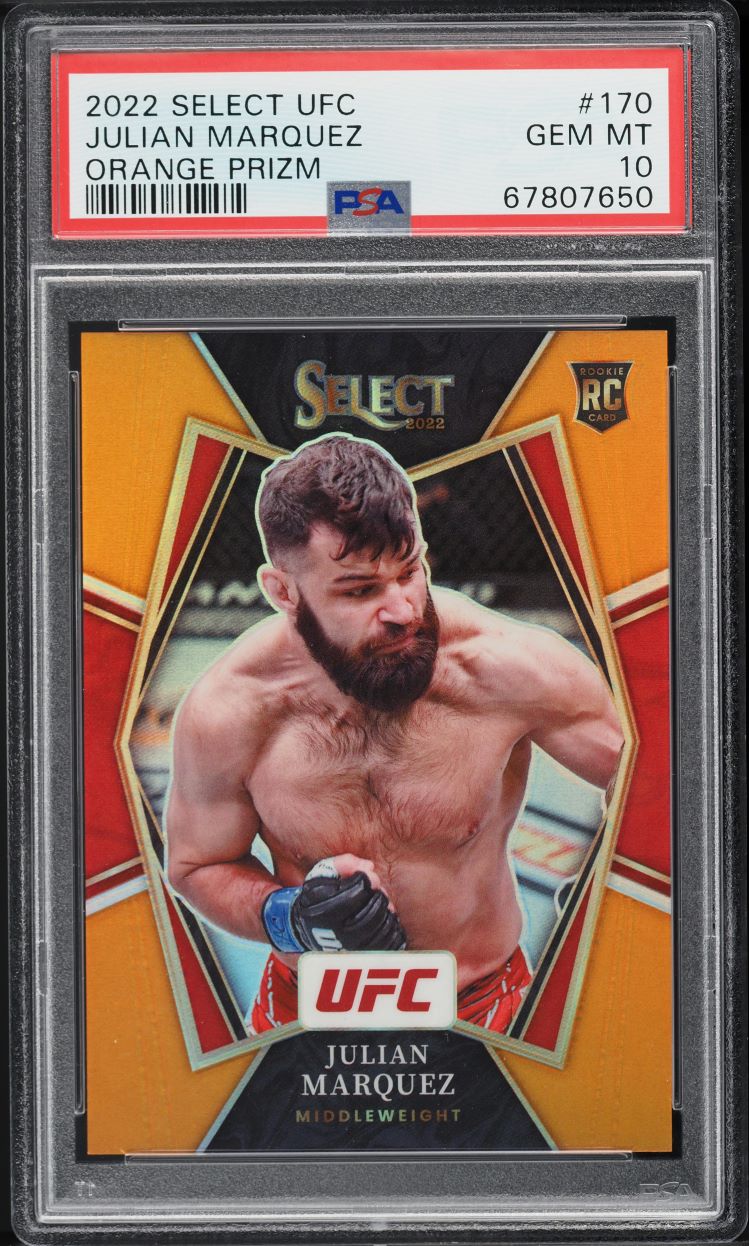2022 Select UFC Premier Level Orange Prizm Julian Marquez ROOKIE /35 #170 PSA 10