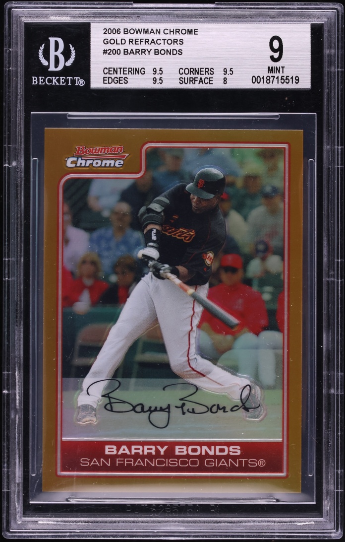 2006 Bowman Chrome Gold Refractor Barry Bonds #200 BGS 9 MINT