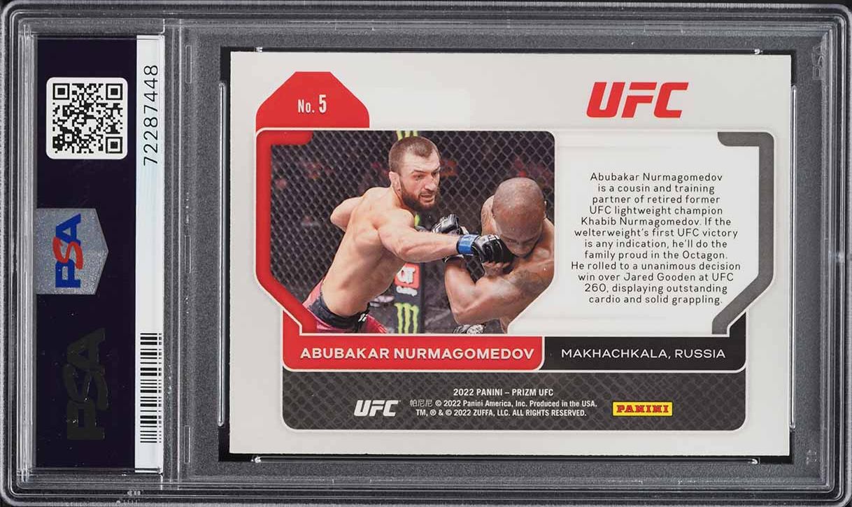 2022 Panini Prizm UFC Abubakar Nurmagomedov ROOKIE #5 PSA 10 GEM MINT