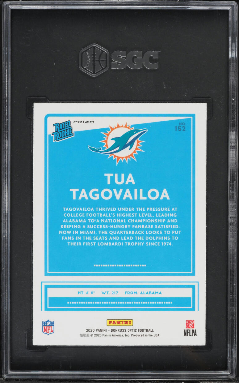 2020 Donruss Optic Holo Prizm Tua Tagovailoa ROOKIE #152 SGC 9.5 MINT+