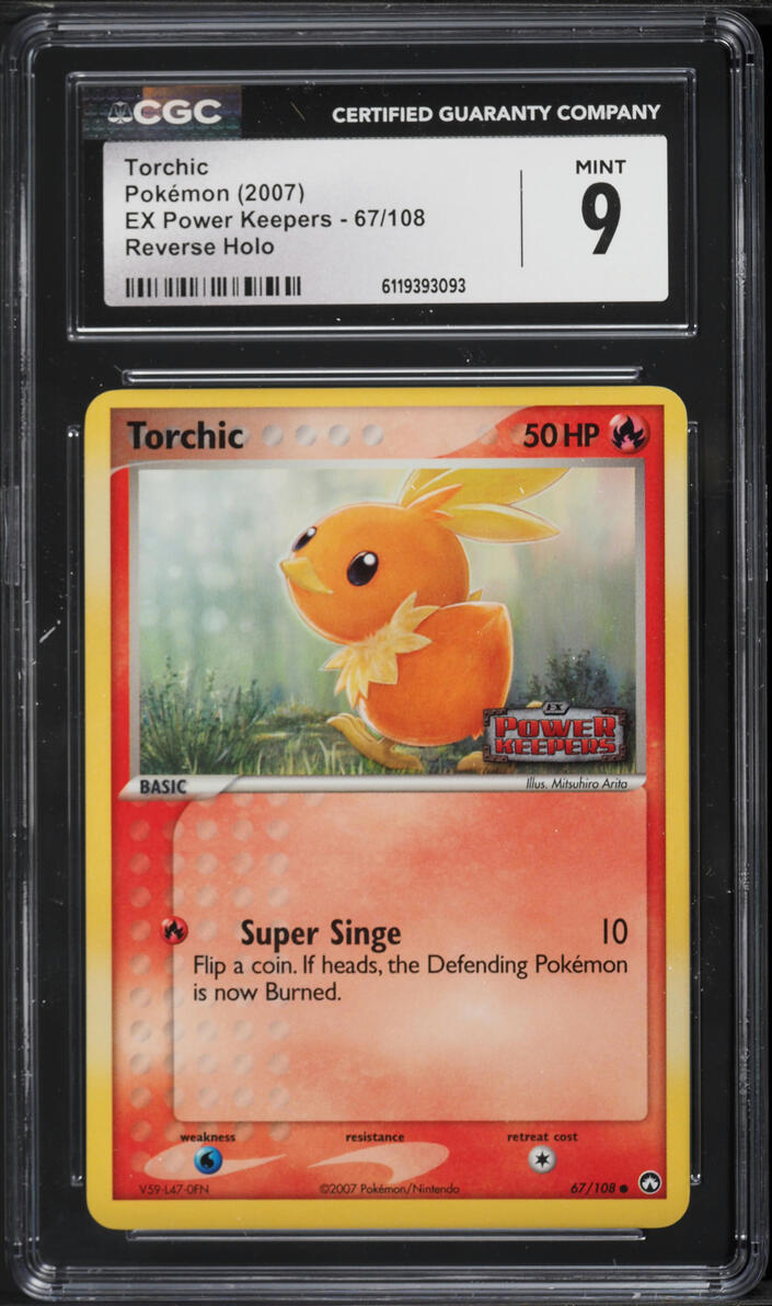 2007 Pokemon EX Power Keepers Reverse Holo Torchic #67 CGC 9 MINT