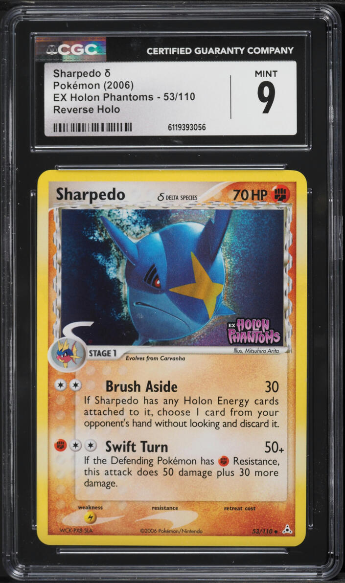 2006 Pokemon EX Holon Phantoms Reverse Holo Sharpedo #53 CGC 9 MINT