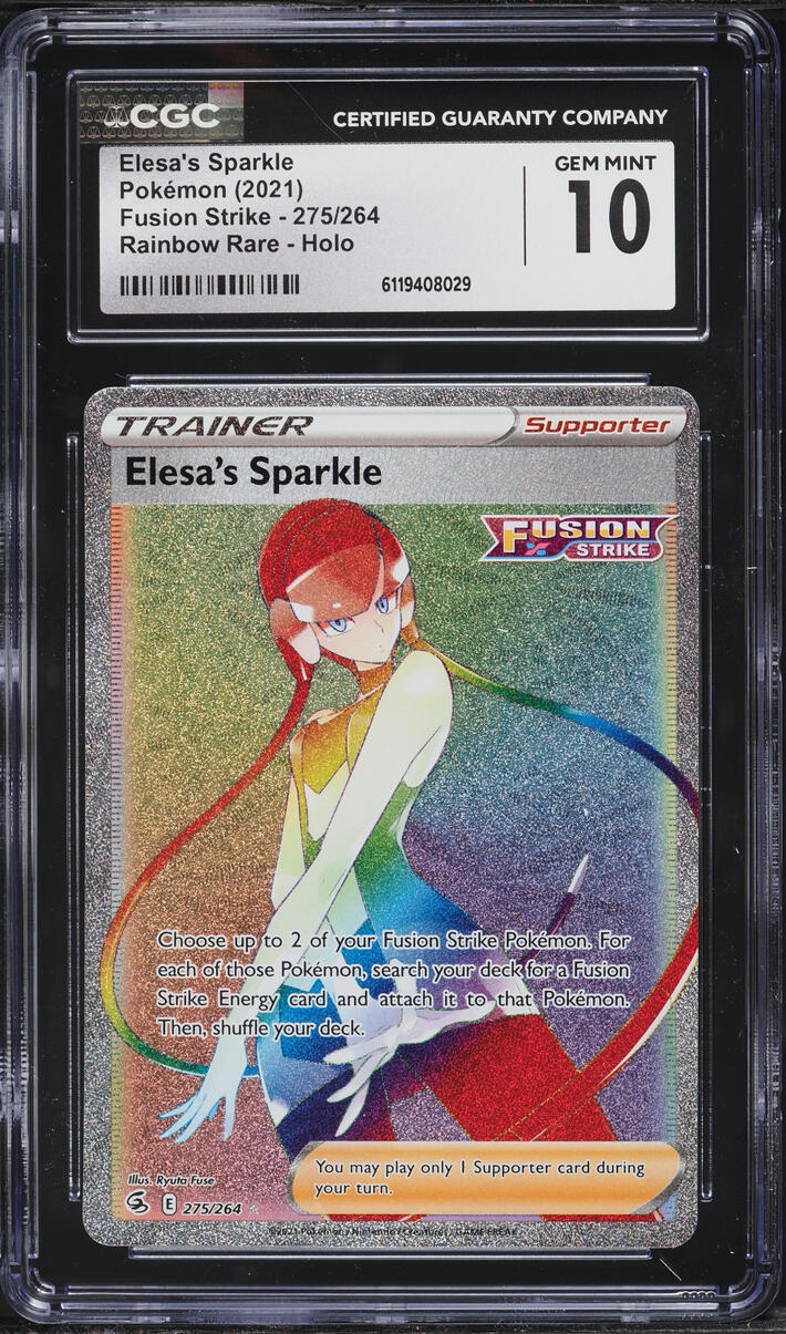 2021 Pokemon SWSH Fusion Strike Rainbow Rare Elesa's Sparkle #275 CGC 10 GEM MINT