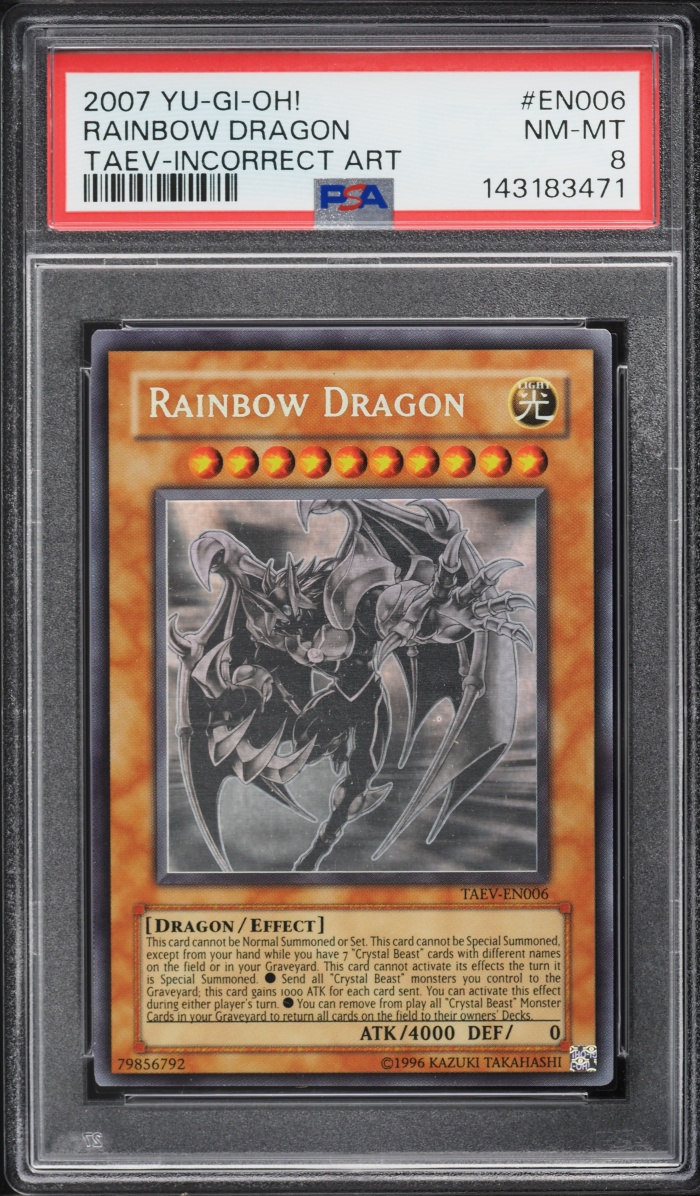 2007 Yu-Gi-Oh! Tactical Evolution Ghost Rare Incorrect Art Rainbow Dragon #TAEV-EN006 PSA 8