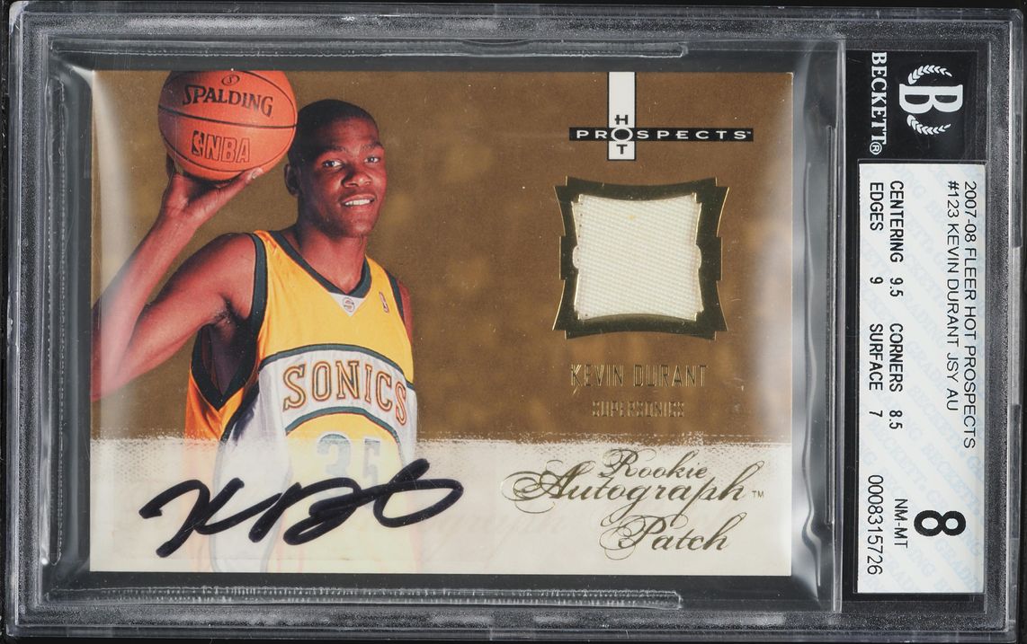 2007 Fleer Hot Prospects Kevin Durant ROOKIE PATCH AUTO /399 #123 BGS 8 NM-MT