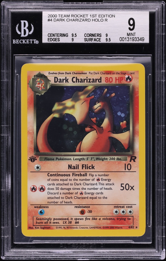 2000 Pokemon Team Rocket 1st Edition Holo Dark Charizard #4 BGS 9 MINT