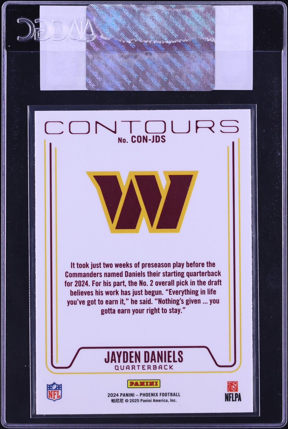 2024 Panini Phoenix Contours Jayden Daniels ROOKIE #CON-JDS CGC AUTH