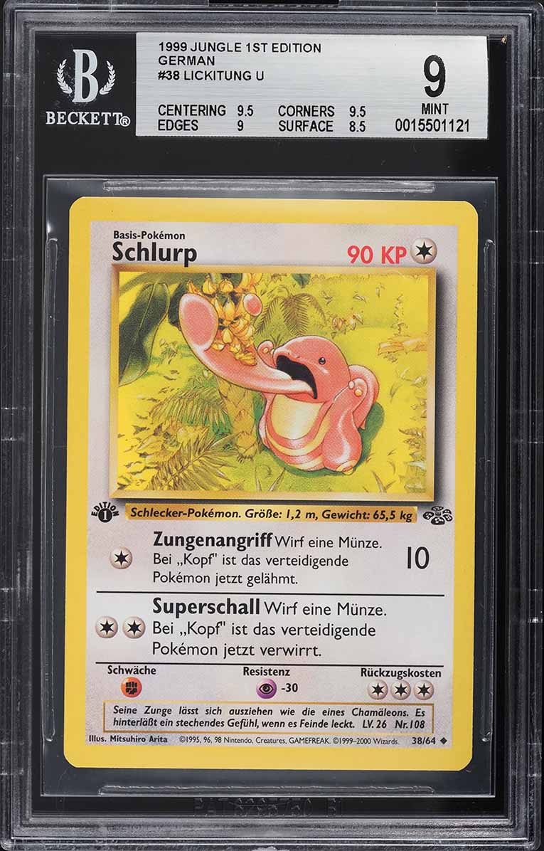 1999 Pokemon German Jungle 1st Edition Lickitung Schlurp #38 BGS 9 MINT