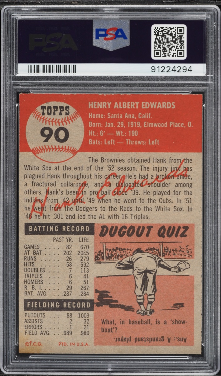 1953 Topps Hank Edwards #90 PSA 4.5 VGEX+