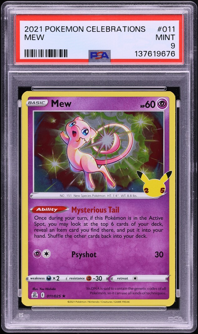 2021 Pokemon Sword & Shield Celebrations Holo Mew #11 PSA 9 MINT