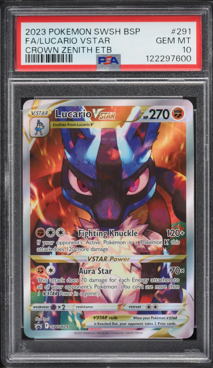 2023 Pokemon SWSH Promo Crown Zenith ETB Full Art Lucario VSTAR #SWSH291 PSA 10 GEM MINT