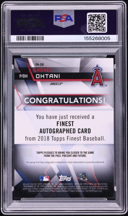 2018 Finest Shohei Ohtani ROOKIE AUTO DNA 10 #FA-SO PSA 10 GEM MINT