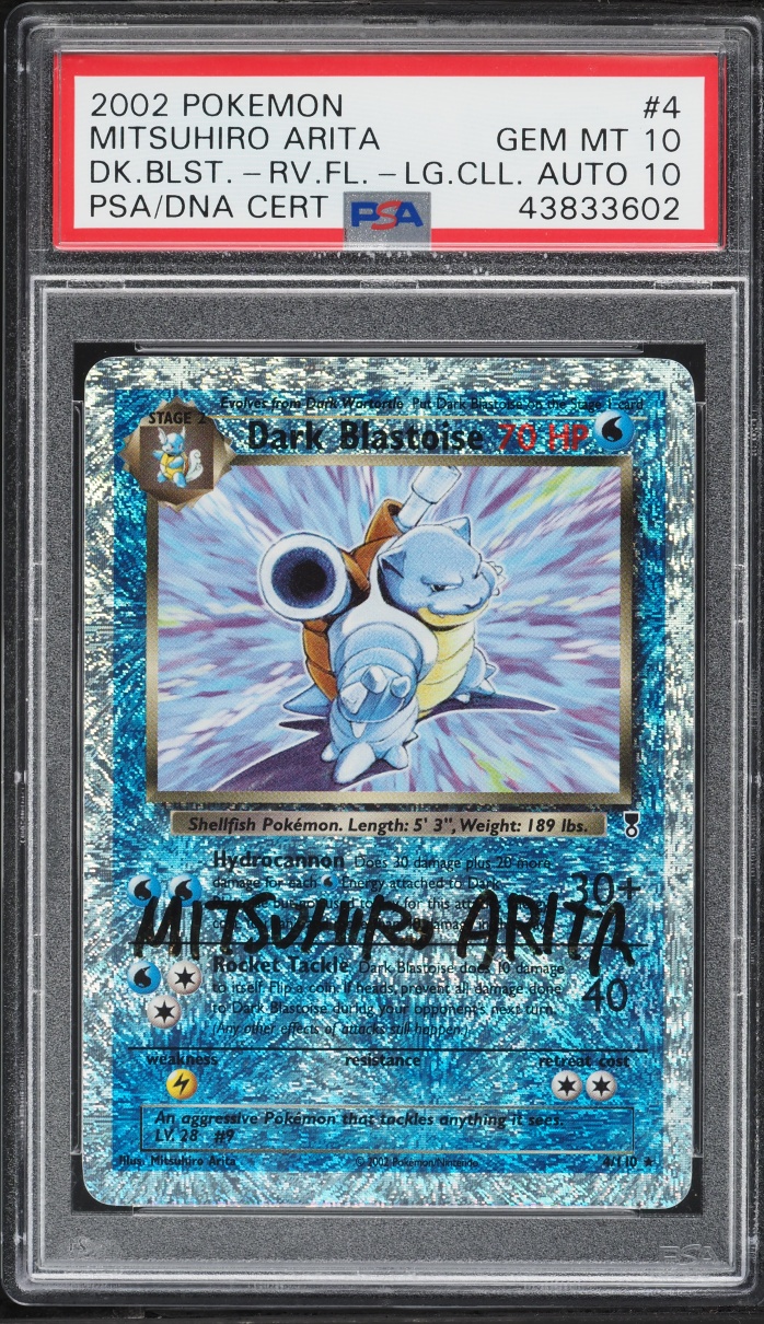 2002 Pokemon Legendary Collection Holo Dark Blastoise Mitsuhiro Arita AUTO DNA 10 #4 PSA 10 GEM