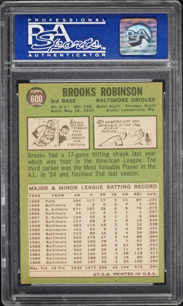 1967 Topps Brooks Robinson #600 PSA 6 EXMT