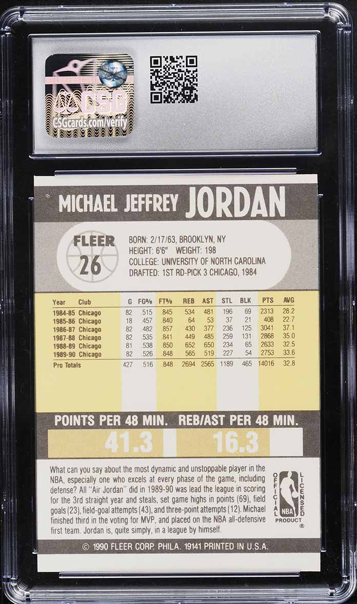 1990 Fleer Basketball Michael Jordan #26 CSG 9 MINT