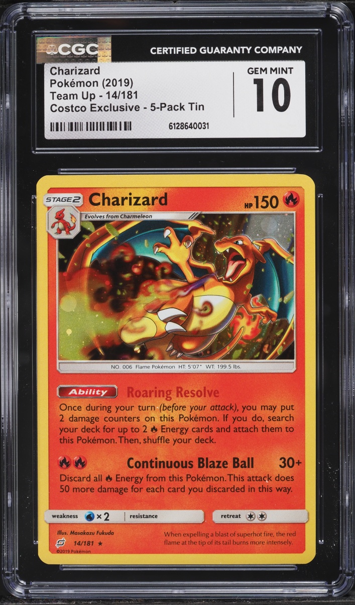 2019 Pokemon Sun & Moon Team Up Costco Exclusive Charizard #14 CGC 10 GEM MINT