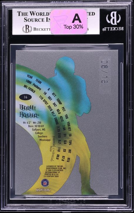 1999 Skybox E-X Century Essential Credentials Now Brett Favre /16 #16 BGS 8.5 NM-MT+