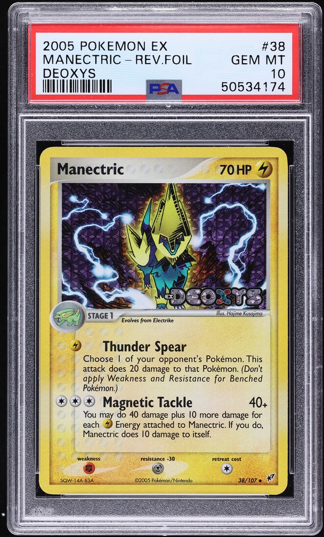 2005 Pokemon EX Deoxys Reverse Holo Manectric #38 PSA 10 GEM MINT