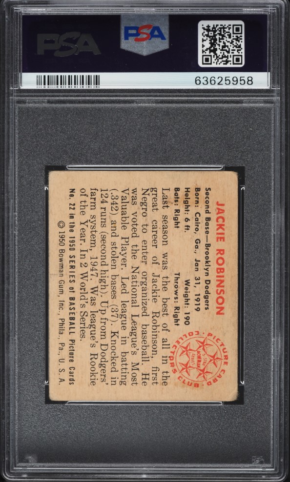1950 Bowman Jackie Robinson #22 PSA 2.5 GD+