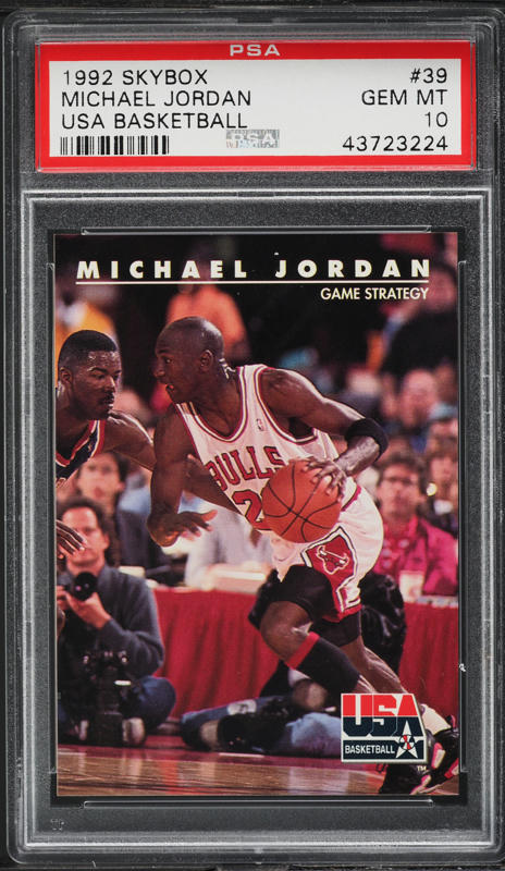 1992 Skybox USA Basketball Plastic Card w/ Michael Jordan PSA 8 NM