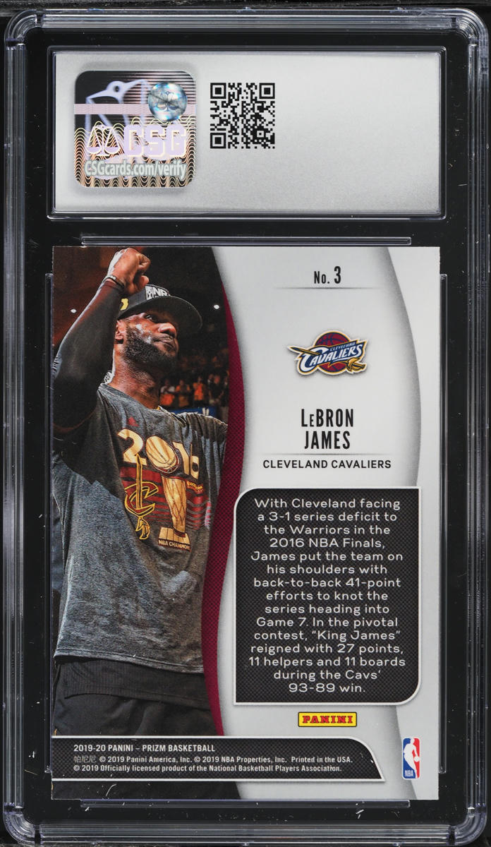 2019 Panini Prizm NBA Finalists LeBron James #3 CSG 9.5 MINT+