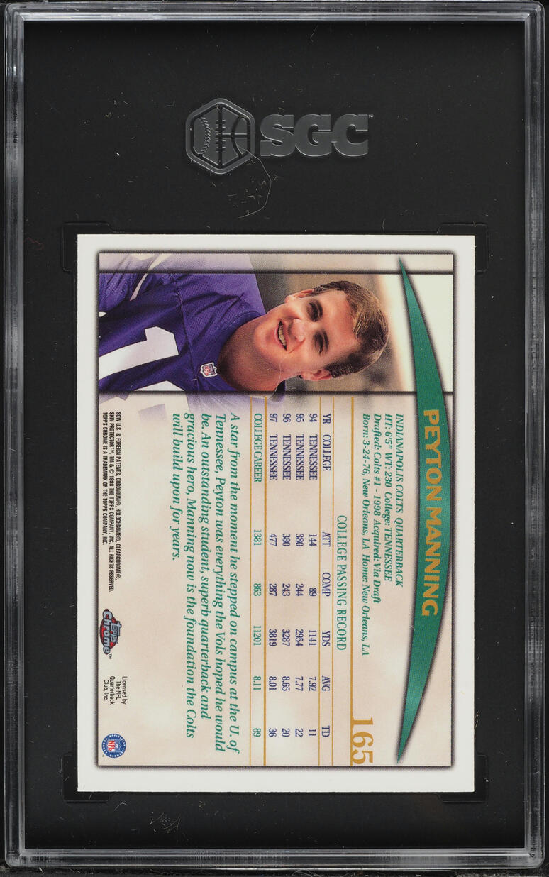 1998 Topps Chrome Peyton Manning ROOKIE #165 SGC 9 MINT