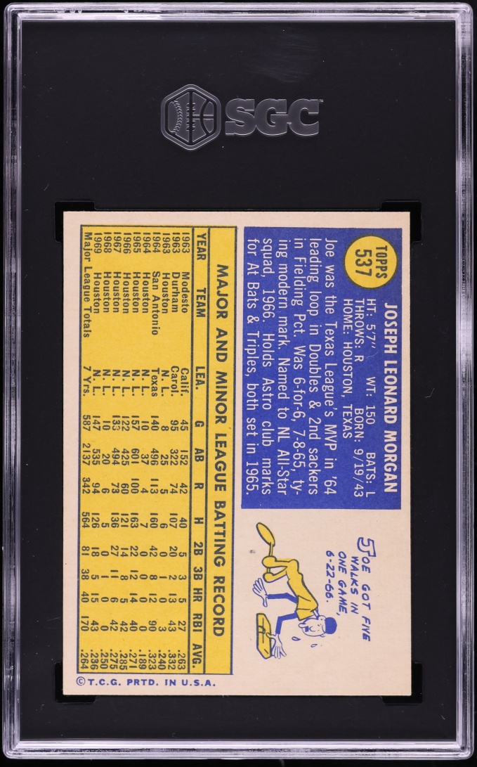 1970 Topps Joe Morgan #537 SGC 5 EX
