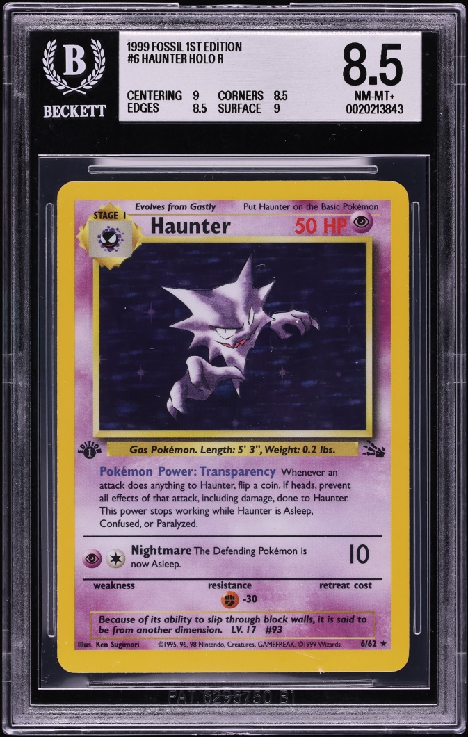1999 Pokemon Fossil 1st Edition Holo Haunter #6 BGS 8.5 NM-MT+