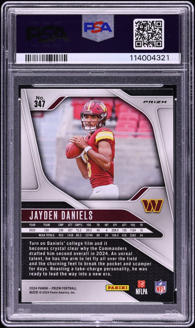 2024 Panini Prizm Pink Jayden Daniels ROOKIE #347 PSA 10 GEM