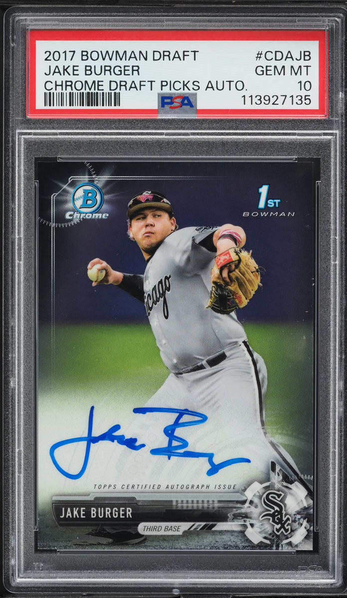 2017 Bowman Chrome Draft Picks Jake Burger ROOKIE AUTO #CDAJB PSA 10 GEM MINT