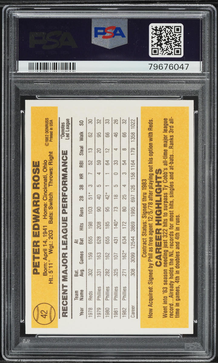 1983 Donruss Pete Rose #42 PSA 10 GEM MINT